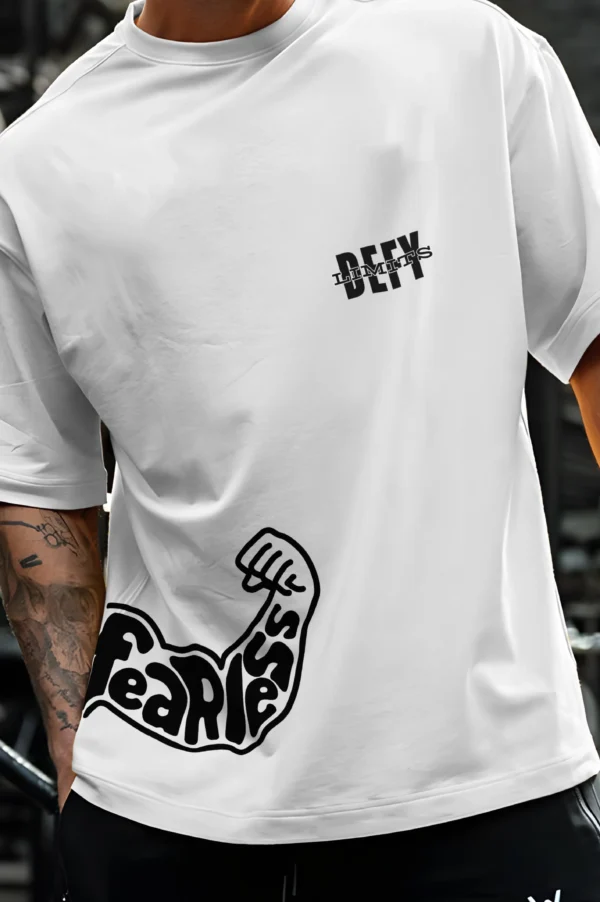 Defy Limits White Gym Oversized T-Shirt