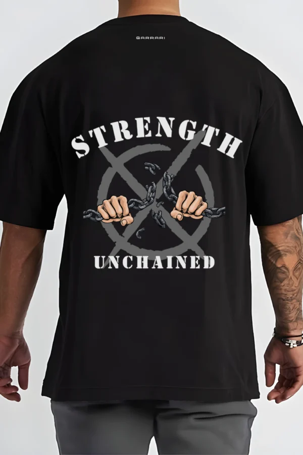 Unchained Strength Black Gym Oversized T-Shirt