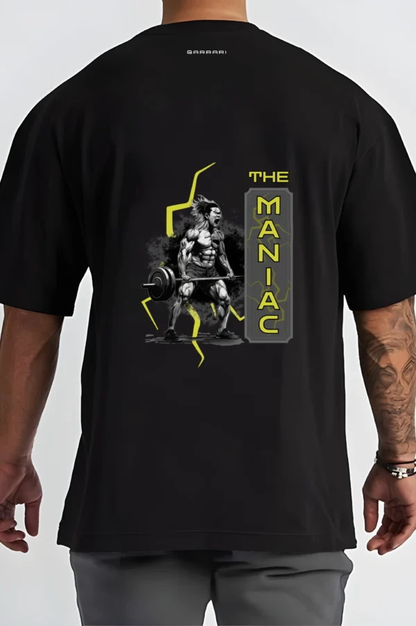 The Maniac Black Gym Oversized T-Shirt