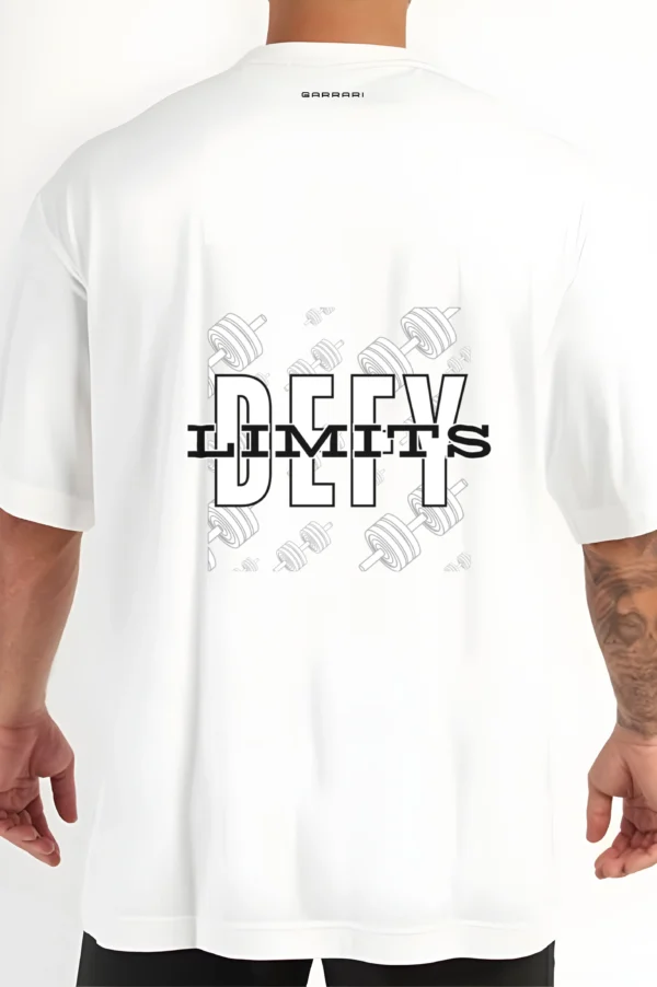 Defy Limits White Gym Oversized T-Shirt - Image 3