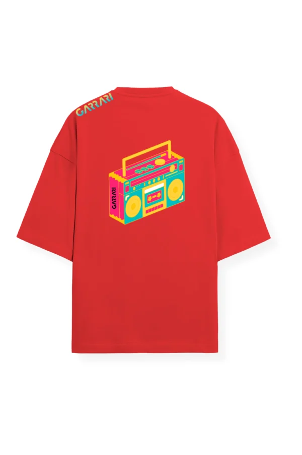 Play Pause Red Oversized T-Shirt - Image 2