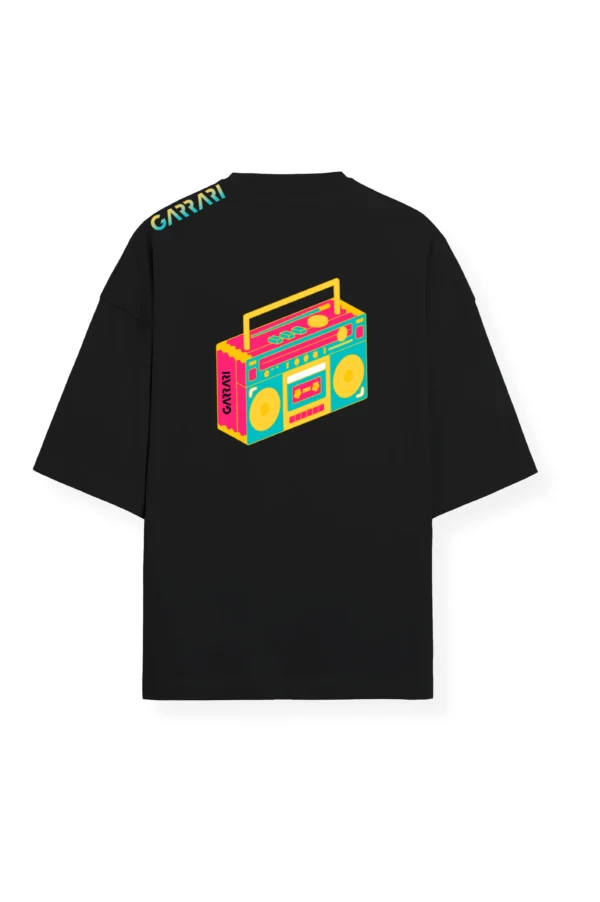 Play Pause Black Oversized T-Shirt - Image 2