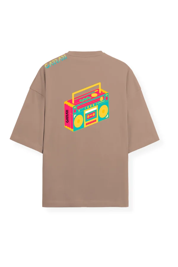 Play Pause Beige Oversized T-Shirt - Image 2