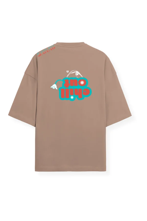 Chill Out Beige Oversized T-Shirt - Image 2