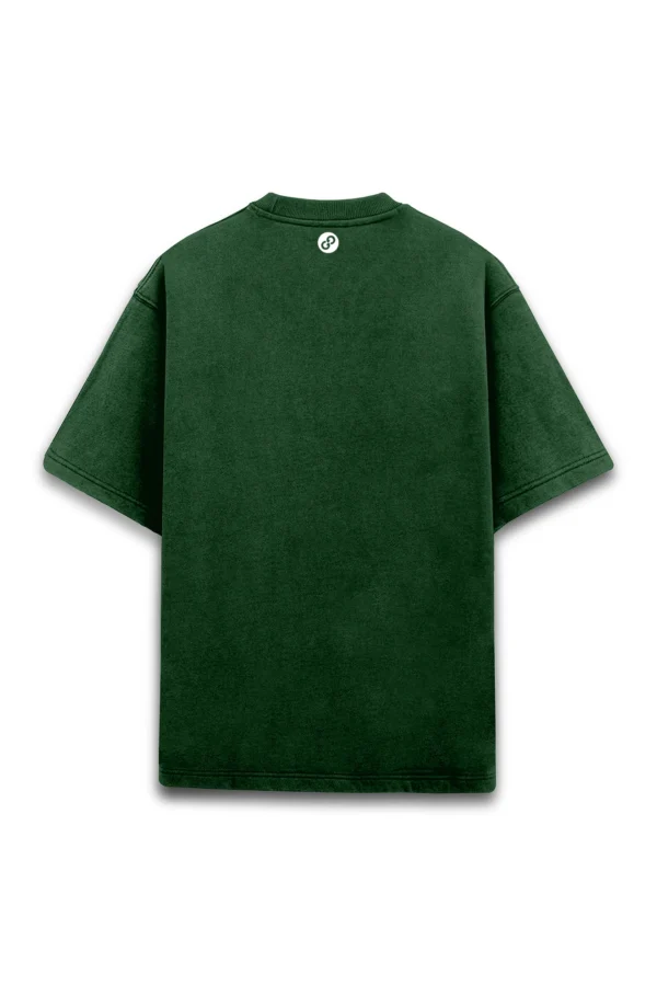 Bottle Green Acid Wash Oversized T-Shirt - Image 2