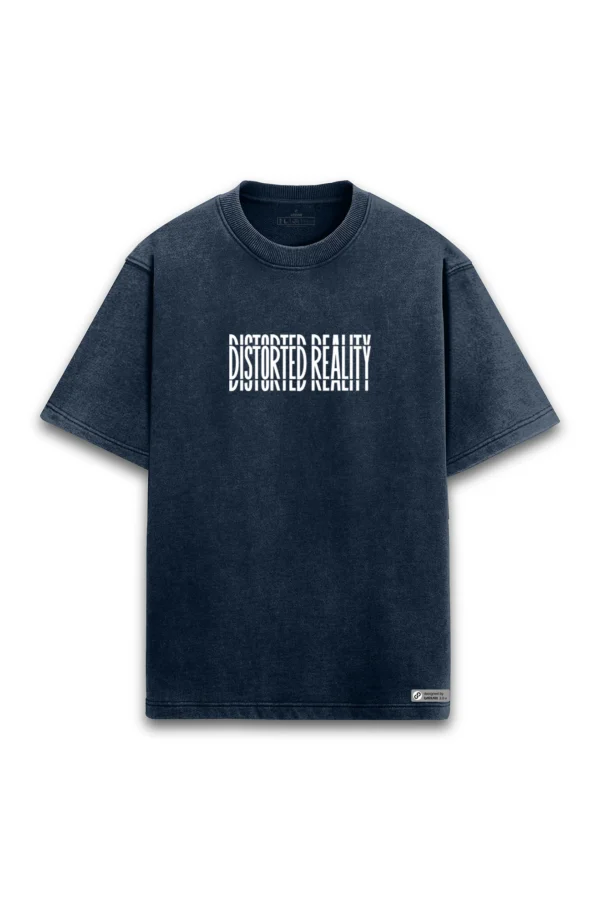 Navy Blue Acid Wash Oversized T-Shirt