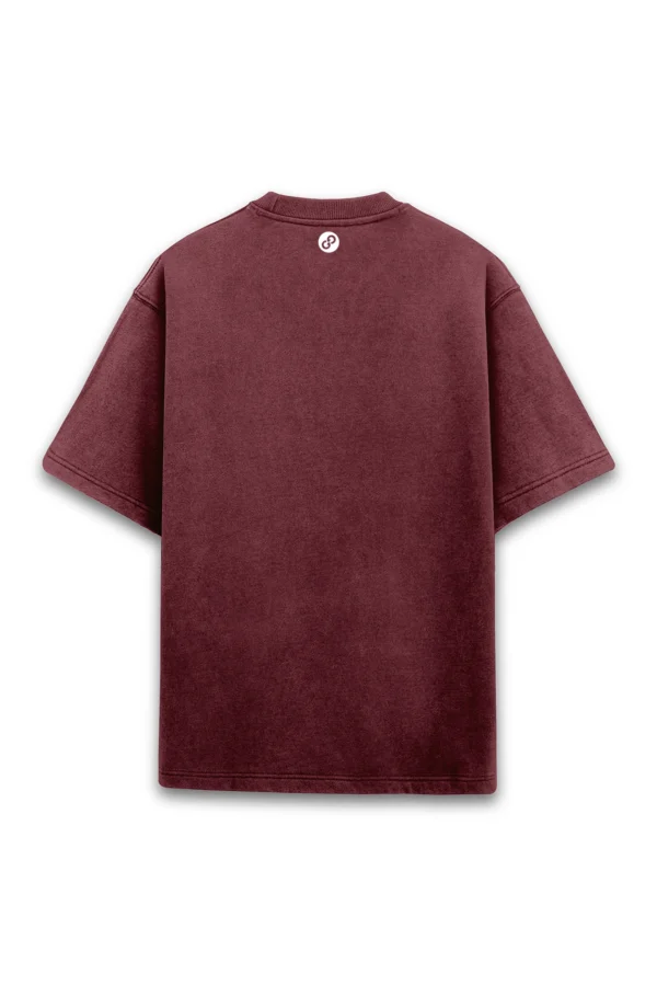 Maroon Acid Wash Oversized T-Shirt - Image 2