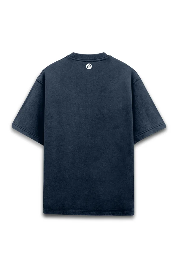 Navy Blue Acid Wash Oversized T-Shirt - Image 2